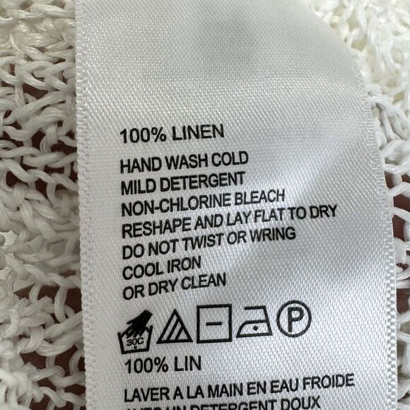 NWOT Tommy Bahama 100% Linen Open Knit White Sweater Size M Lagenlook Boho Beach - Picture 5 of 5